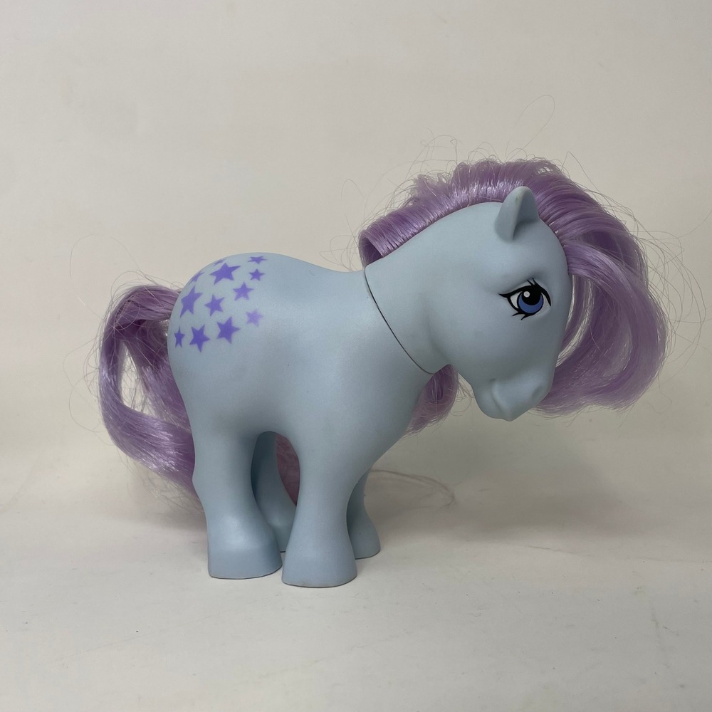 Vintage My Little Pony Blue Belle G1 1982 Hasbro Blue Purple Stars Hong Kong